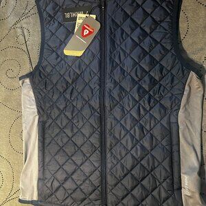 PUMA GOLF PRIMA LOFT DARK BLUE & GRAY ZIP. QUILTED VEST SIZE L MEN NWT $200.00